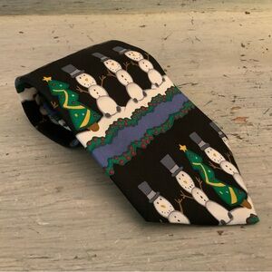 Save the Children Collection 100% Silk Snowman Holiday Christmas Tie Like New‎